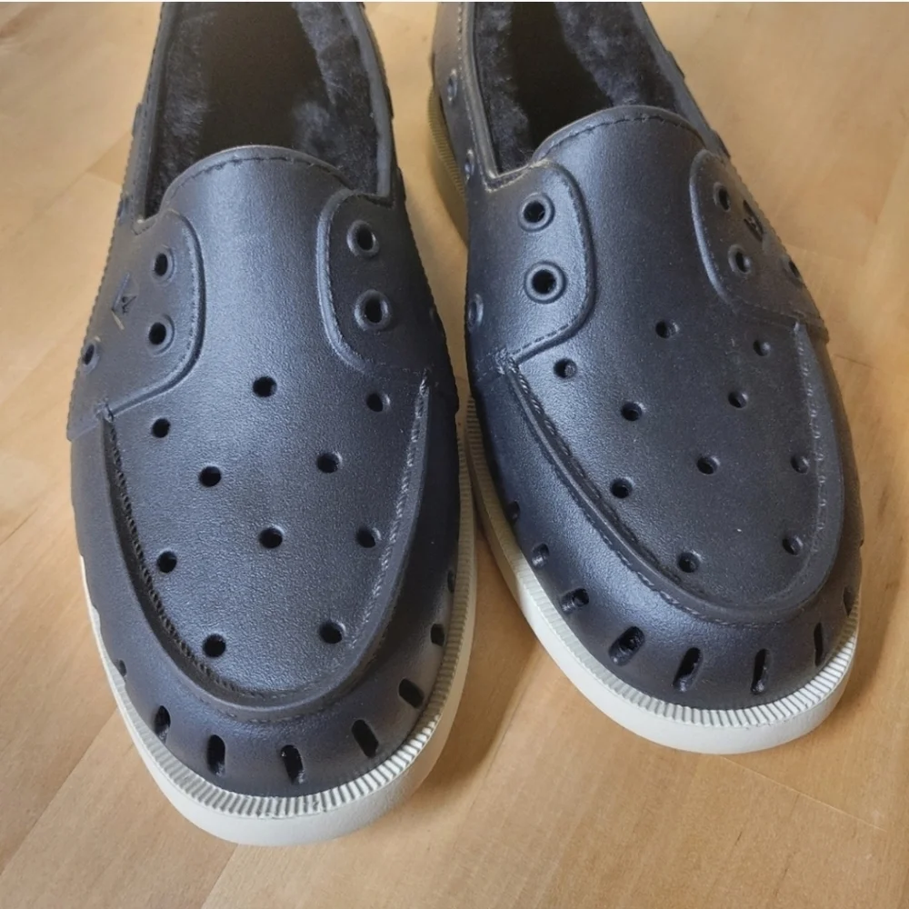 SPERRY | Men's Float Cozy Cut-Outs Slip On Black Shoes Size 7